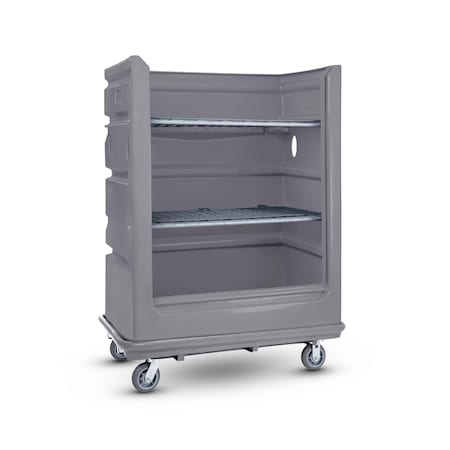 R&B Wire Products Polyethylene/Steel Poly Turnabout Bumper Truck, 2 Shelves, 2000 lb, Gray 747G/PTB
